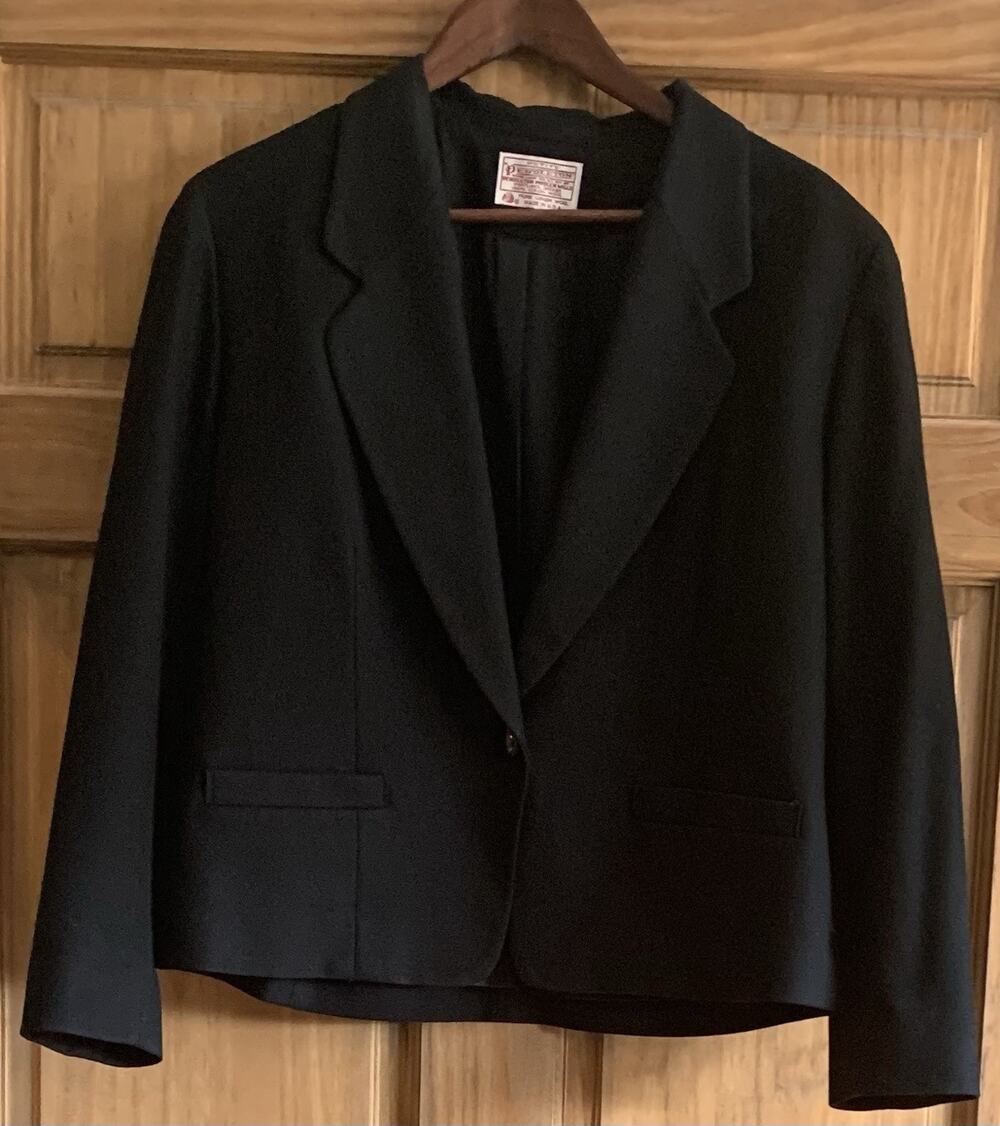 Vintage Pendleton 100% Virgin Wool Petite Black Blazer Jacket M Made USA
